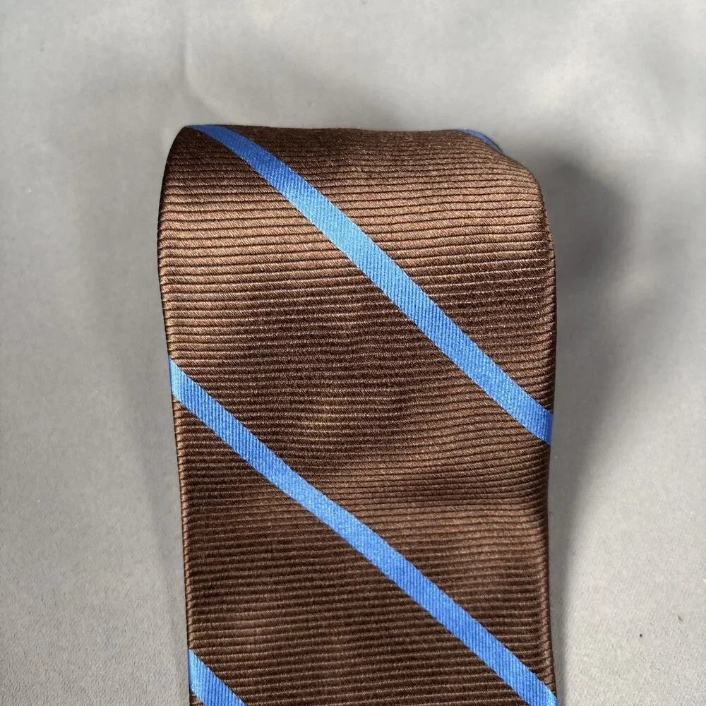 NWT Brooks Brothers‎ “346” Tie Dark Bronze Blue Stripe L:57” W:3.5”